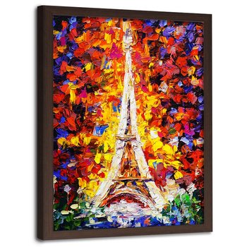 Obraz w ramie brązowej FEEBY, Paryż Wieża Eiffla kolorowy 50x70 - Feeby