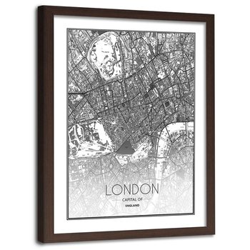 Obraz w ramie brązowej FEEBY, Plan Miasta Londyn 60x90 - Feeby