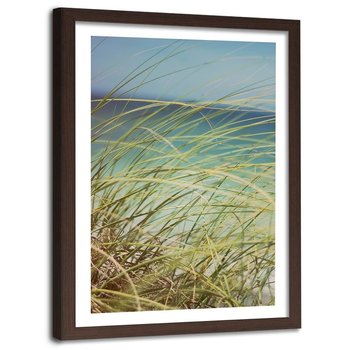 Obraz w ramie brązowej FEEBY, Plaża Trawy Wydmy Piasek 80x120 - Feeby