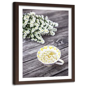 Obraz w ramie brązowej FEEBY, Rumianek Roślina Herbata 40x60 - Feeby