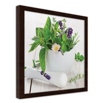 Obraz w ramie brązowej FEEBY, Świeże zioła, 70x70 cm - Feeby