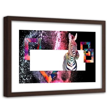 Obraz w ramie brązowej FEEBY, Zebra Zwierzęta 60x40 - Feeby