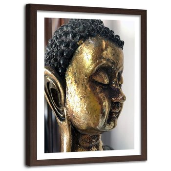 Obraz w ramie brązowej FEEBY, Złoty Buddha Zen Spa 80x120 - Feeby