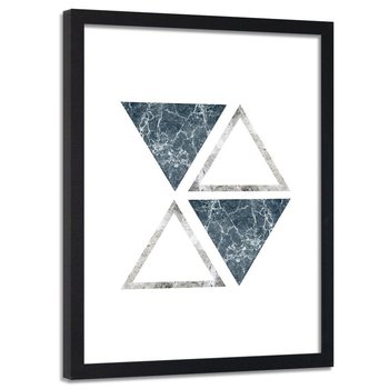 Obraz w ramie czarnej FEEBY, Abstrakcja marmur trójkąty 40x60 - Feeby