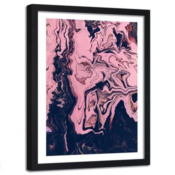 Obraz w ramie czarnej FEEBY, Abstrakcja Różowa Akwarela 60x80 - Feeby