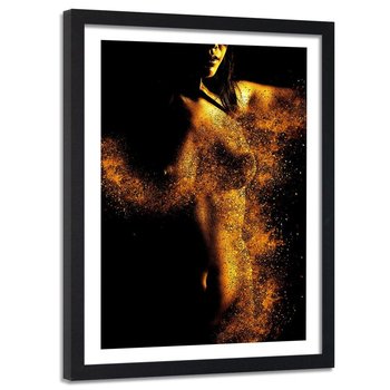 Obraz w ramie czarnej FEEBY, Akt Kobieta Złoto Kolor 60x90 - Feeby