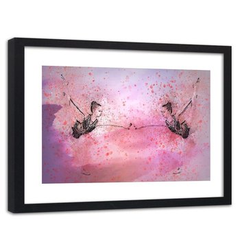 Obraz w ramie czarnej FEEBY, Baletnice abstrakcja różowy 90x60 - Feeby