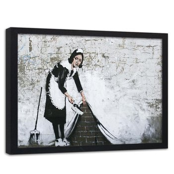 Obraz w ramie czarnej FEEBY, Banksy Pokojówka Street Art 90x60 - Feeby
