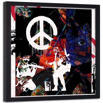 Obraz w ramie czarnej FEEBY, Banksy Street art Peace 50x50 - Feeby