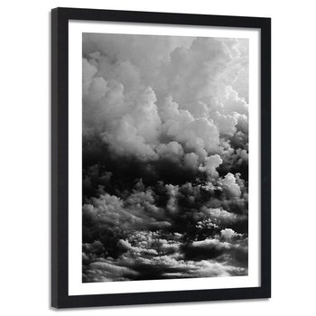 Obraz w ramie czarnej FEEBY, Chmury Niebo Czarno Biały 60x90 - Feeby