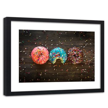 Obraz w ramie czarnej FEEBY, Ciastka Donuty 60x40 - Feeby