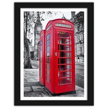 Obraz w ramie czarnej FEEBY Czerwona budka telefoniczna w Londynie, 60x80 cm - Feeby