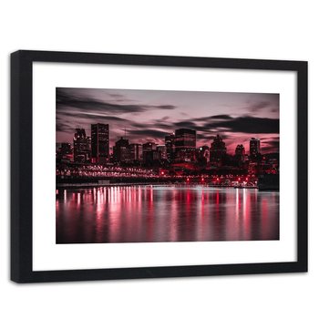 Obraz w ramie czarnej FEEBY, Czerwone światła miasta, 60x40 cm - Feeby