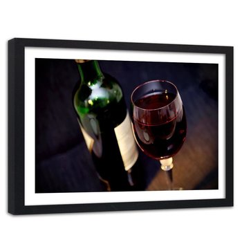 Obraz w ramie czarnej FEEBY, Czerwone Wino Butelka 60x40 - Feeby