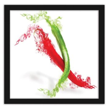 Obraz w ramie czarnej FEEBY Dwie abstrakcyjne papryczki chili, 50x50 cm - Feeby