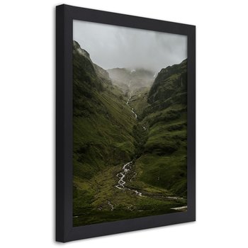 Obraz w ramie czarnej FEEBY, Góry Rzeka Mgła Natura 30x45 - Feeby