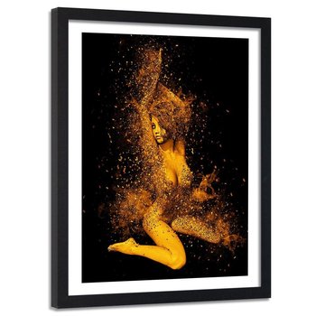 Obraz w ramie czarnej FEEBY, Kobieta Akt Złoty Pył 60x90 - Feeby
