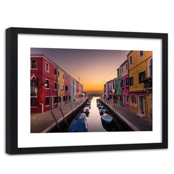 Obraz w ramie czarnej FEEBY, NA ŚCIANĘ Wenecja Kanał Miasto Włochy 60x40 - Feeby