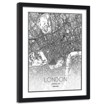 Obraz w ramie czarnej FEEBY, Plan Miasta Londyn 80x120 - Feeby