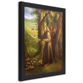 Obraz w ramie czarnej FEEBY, REPRODUKCJA Święty Franciszek z Asyżu 70x100 - Feeby