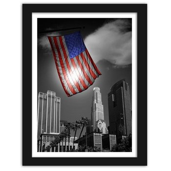 Obraz w ramie czarnej FEEBY, Stany zjednoczone flaga, 80x120 cm - Feeby