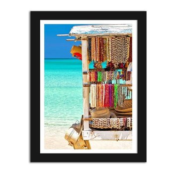 Obraz w ramie czarnej FEEBY Tropikalna plaża pamiątki, 50x70 cm - Feeby