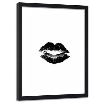 Obraz w ramie czarnej FEEBY, Usta Kobieta Czarno Biały 40x60 - Feeby