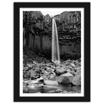 Obraz w ramie czarnej FEEBY, Wodospad wśród skał, 80x120 cm - Feeby