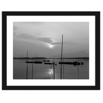 Obraz w ramie czarnej FEEBY, Życie rybaków jezioro, 50x40 cm - Feeby