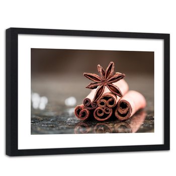 Obraz w ramie czarnej: Pałeczki cynamon, 40x60 cm - Feeby