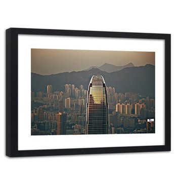 Obraz w ramie czarnej: Widok na wieżowce, 40x60 cm - Feeby
