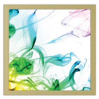 Obraz w ramie naturalnej FEEBY Abstrakcyjny kolorowy dym, 70x70 cm - Feeby