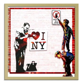 Obraz w ramie naturalnej FEEBY, Banksy - I love New York 50x50 - Feeby