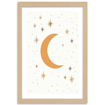 Obraz w ramie naturalnej FEEBY, Gwiazdy Księżyc Noc 60x90 - Feeby