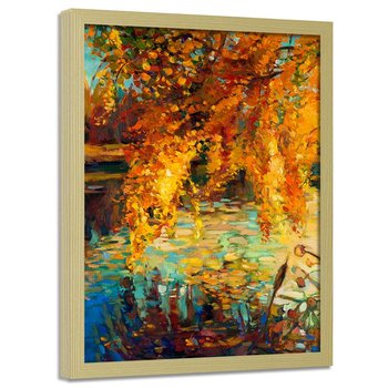Obraz w ramie naturalnej FEEBY, Jesień Liście Malowany 40x50 - Feeby