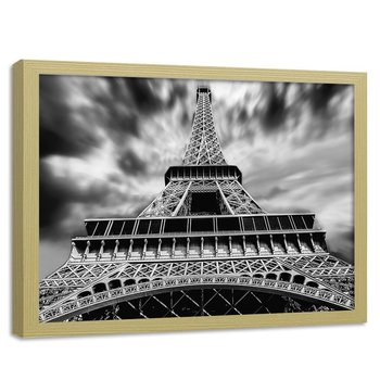 Obraz w ramie naturalnej FEEBY, Wieża Eiffla Paryż b&w 60x40 - Feeby