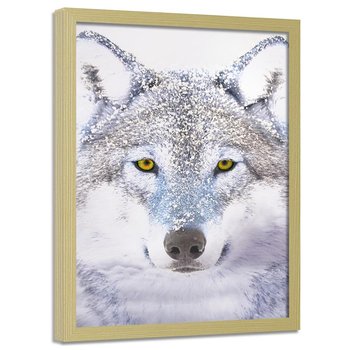 Obraz w ramie naturalnej FEEBY, Wilk Szary Zwierzęta 60x80 - Feeby