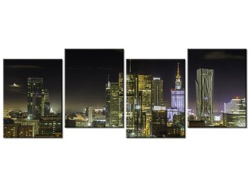Obraz Warszawskie śródmieście nocą, 4 elementy, 120x45 cm - Oobrazy