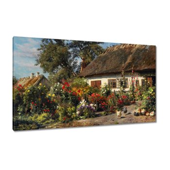 Obraz Wiejski domek z kwiatami, 120x70cm - ZeSmakiem