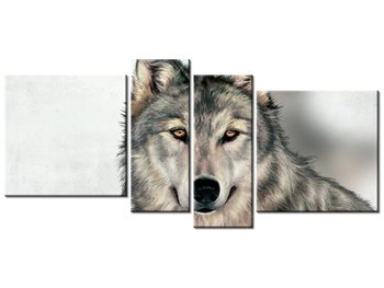 Obraz Wilk szary, 4 elementy, 120x55 cm - Oobrazy