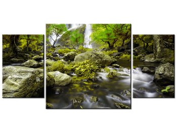 Obraz Wodospad w zieleni, 3 elementy, 80x40 cm - Oobrazy