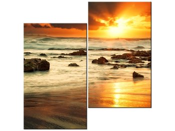 Obraz Wschód słońca nad wzburzonym oceanem, 2 elementy, 60x60 cm - Oobrazy