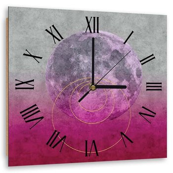Obraz z zegarem, Abstrakcyjny księżyc - Zegar kwadratowy - 60x60 - Feeby