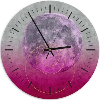 Obraz z zegarem, Abstrakcyjny księżyc - Zegar okrągły - 60x60 - Feeby