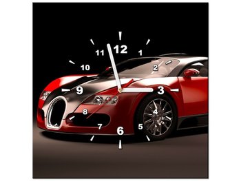 Obraz z zegarem, Czerwone Bugatti Veyron, 1 element, 40x40 cm - Oobrazy
