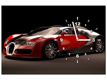 Obraz z zegarem, Czerwone Bugatti Veyron, 1 element, 60x40 cm - Oobrazy
