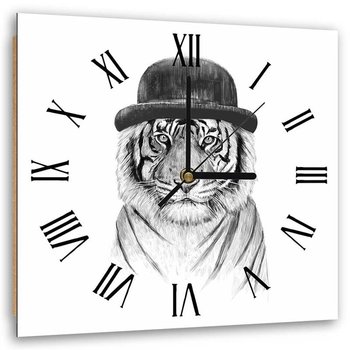 Obraz z zegarem FEEBY Tygrys w meloniku, 60x60 cm - Feeby