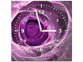 Obraz z zegarem, Fioletowa róża, 1 element, 30x30 cm - Oobrazy