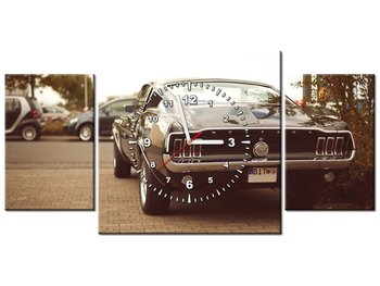 Obraz z zegarem, Ford Mustang - 55laney69, 3 elementy, 80x40 cm - Oobrazy