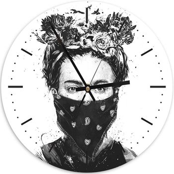 Obraz z zegarem, Frida Kahlo w bandamie i z kwiatami na głowie - 80x80 - Feeby